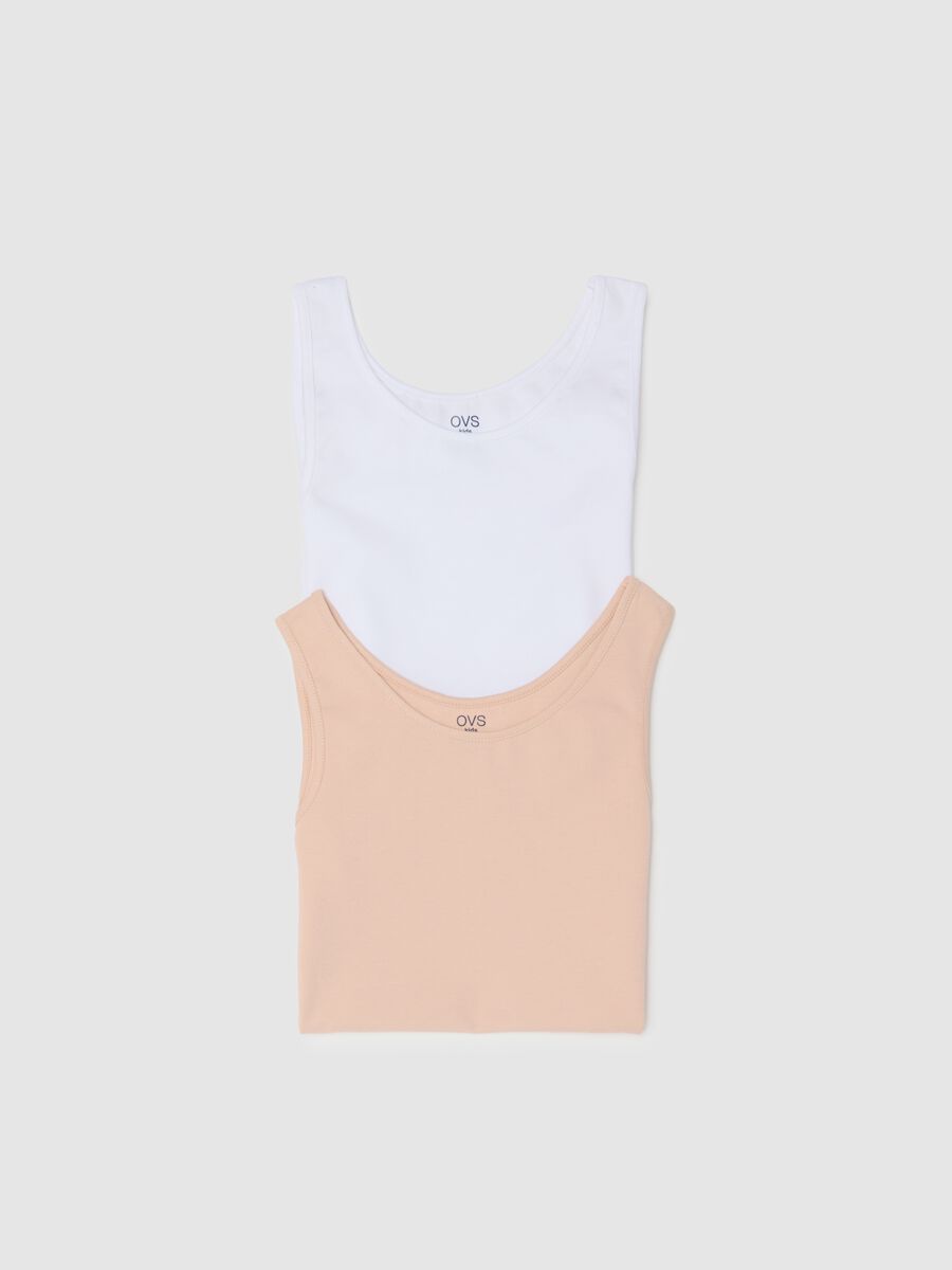 Bipack di canottiere da ragazza in cotone multicolor regular fit_3
