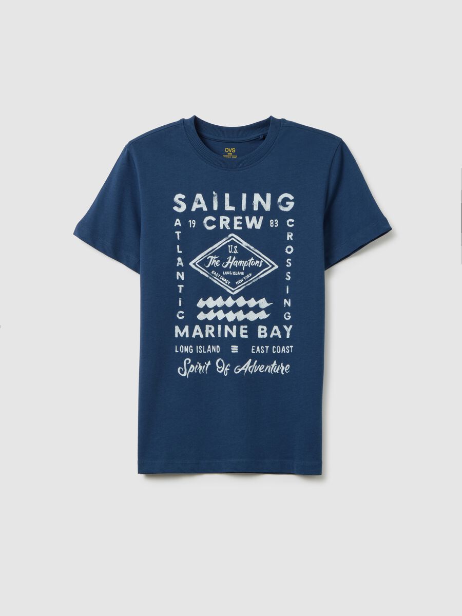 T-shirt da ragazzo in puro cotone blu regular fit_3