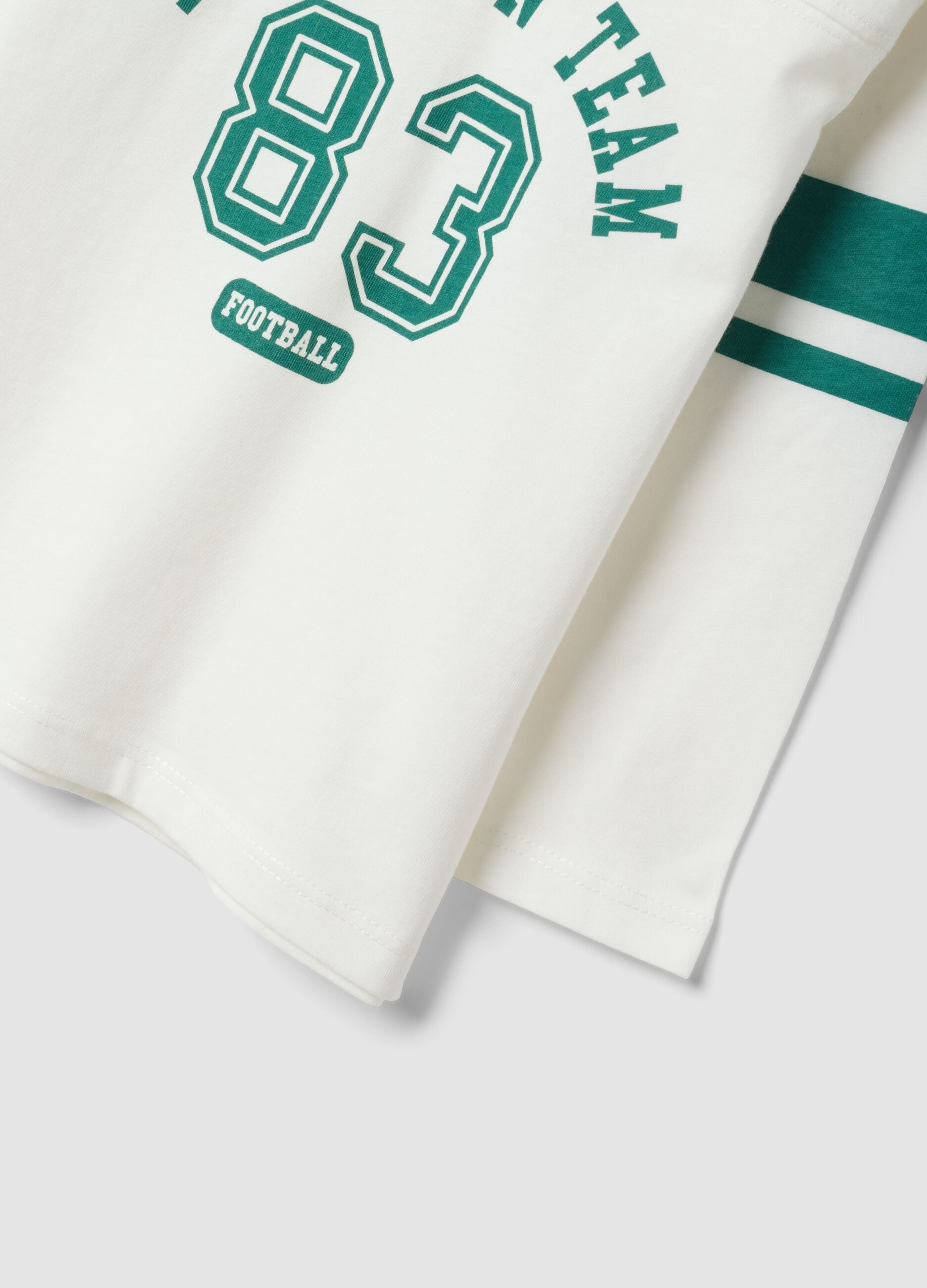 White organic cotton crew-neck T-shirt for boys