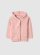 Cardigan in puro cotone rosa regular fit con cappuccio per neonata_0