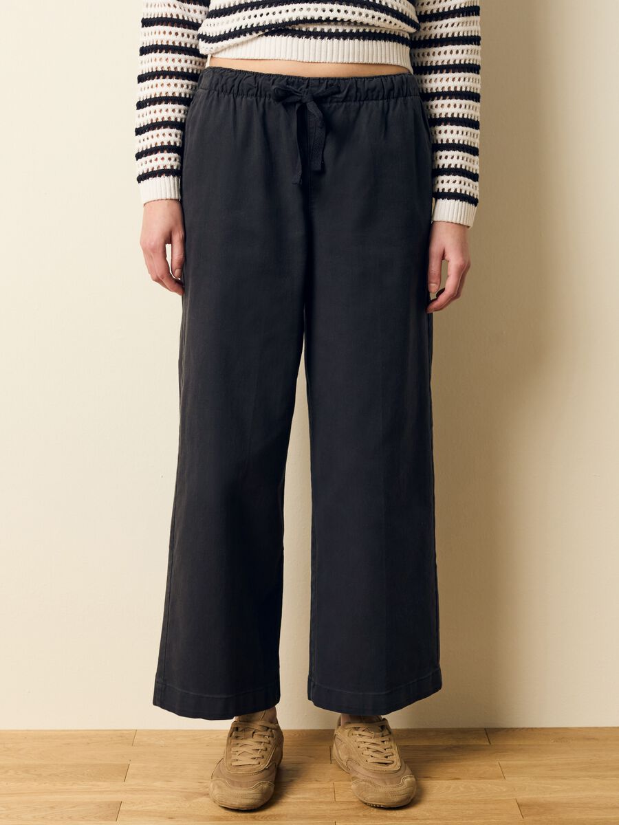 Wide-leg trousers in stretch cotton_1