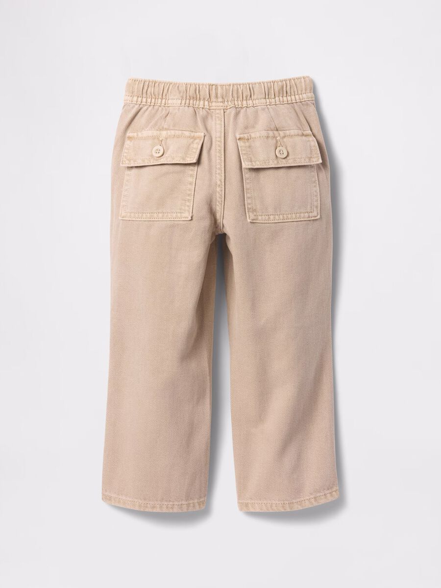 Beige cargo trousers in cotton and Lyocell with drawstring_2