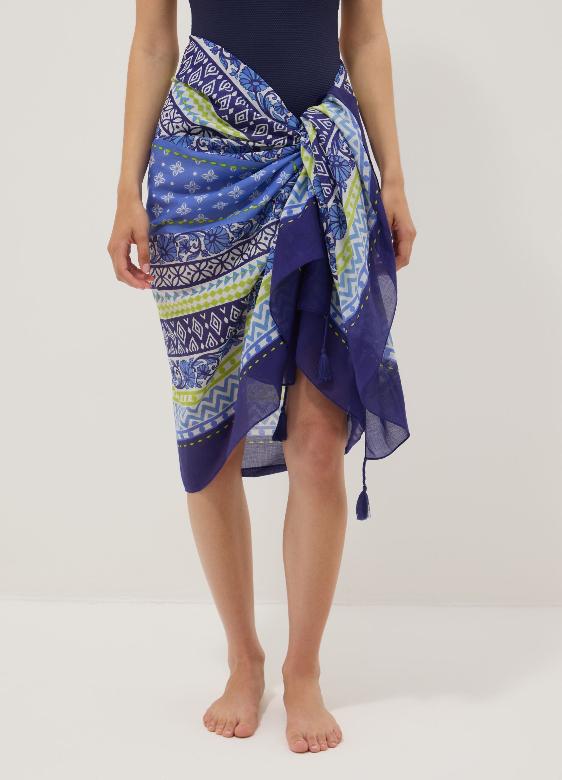 Blue pure cotton printed sarong