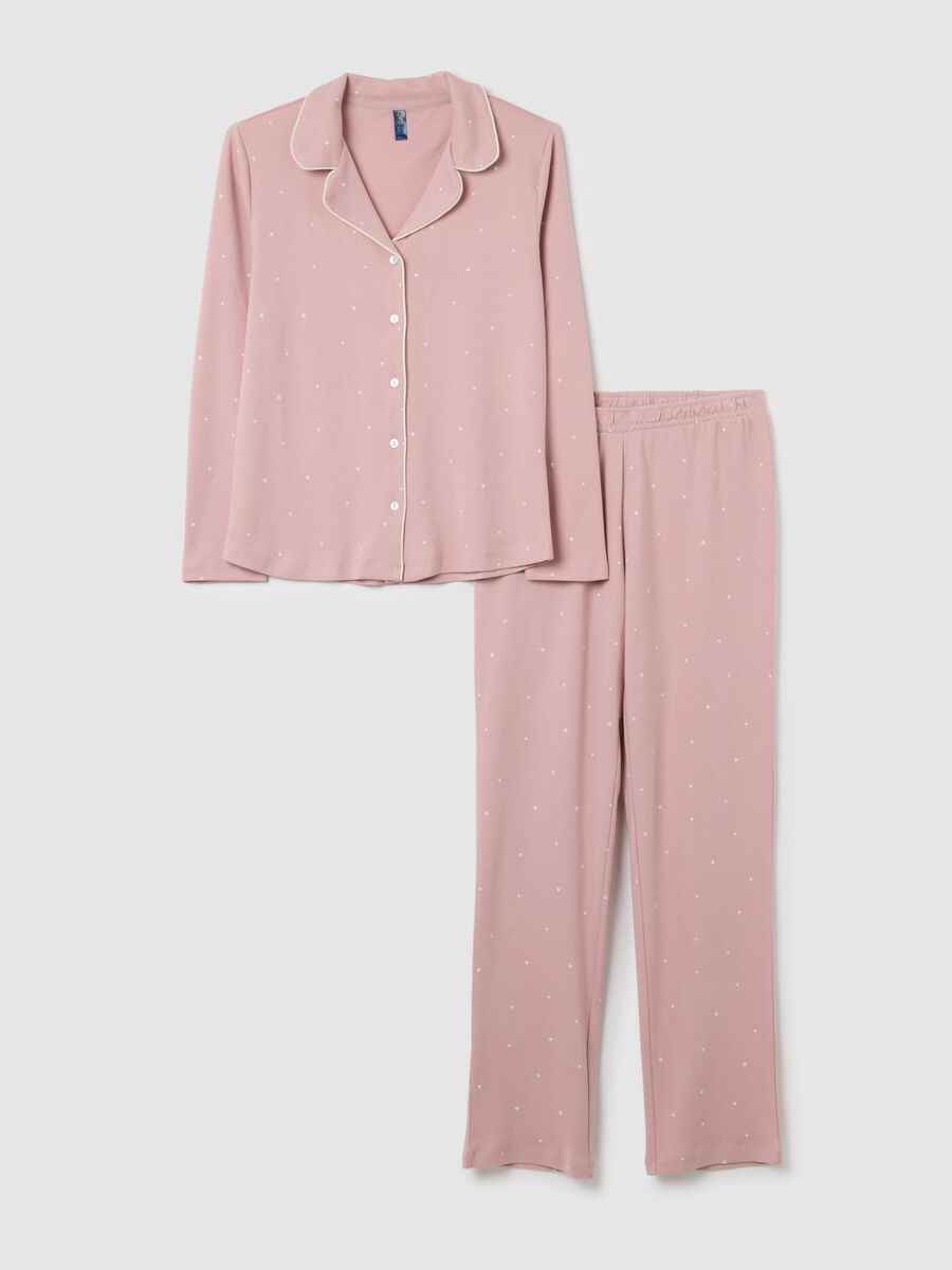 Pigiama lungo in puro cotone rosa regular fit_4