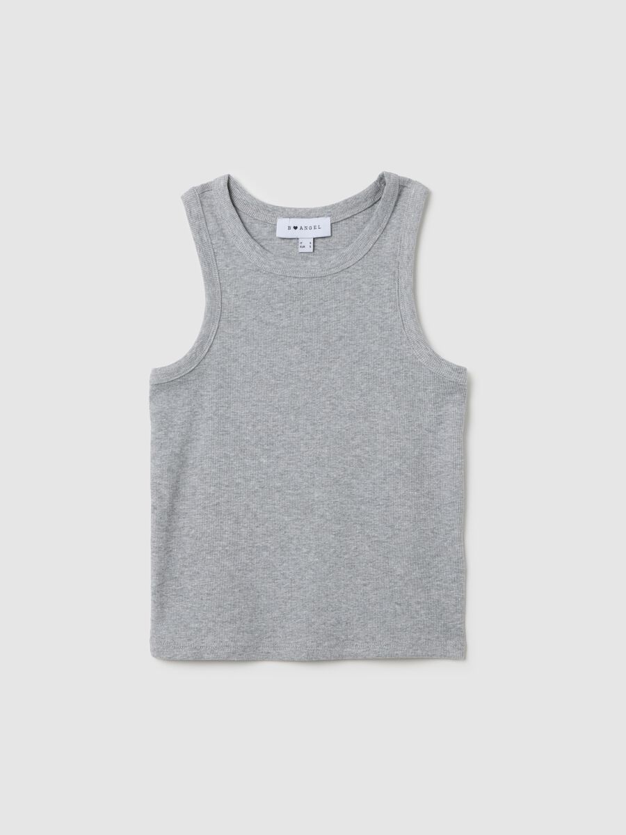 Women's fitted grey cotton blend vest_0