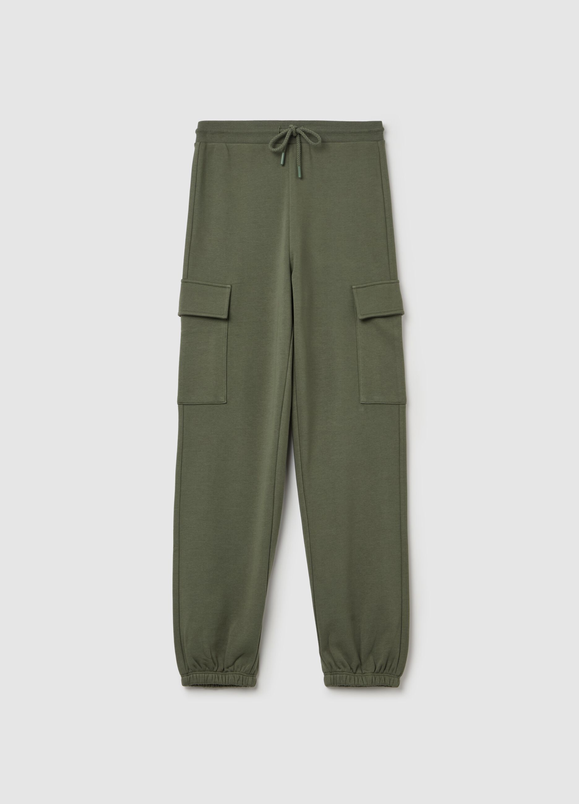 Cargo joggers in fleece with drawstring