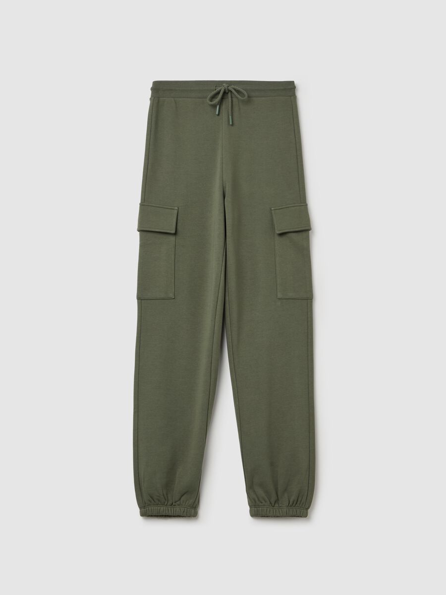 Cargo joggers in fleece with drawstring_4