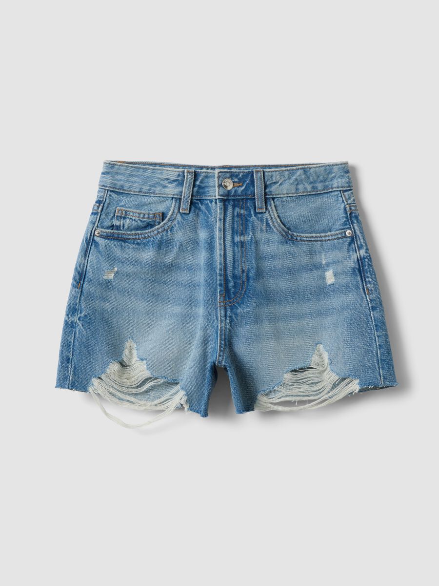 Shorts in denim azzurro in puro cotone_4