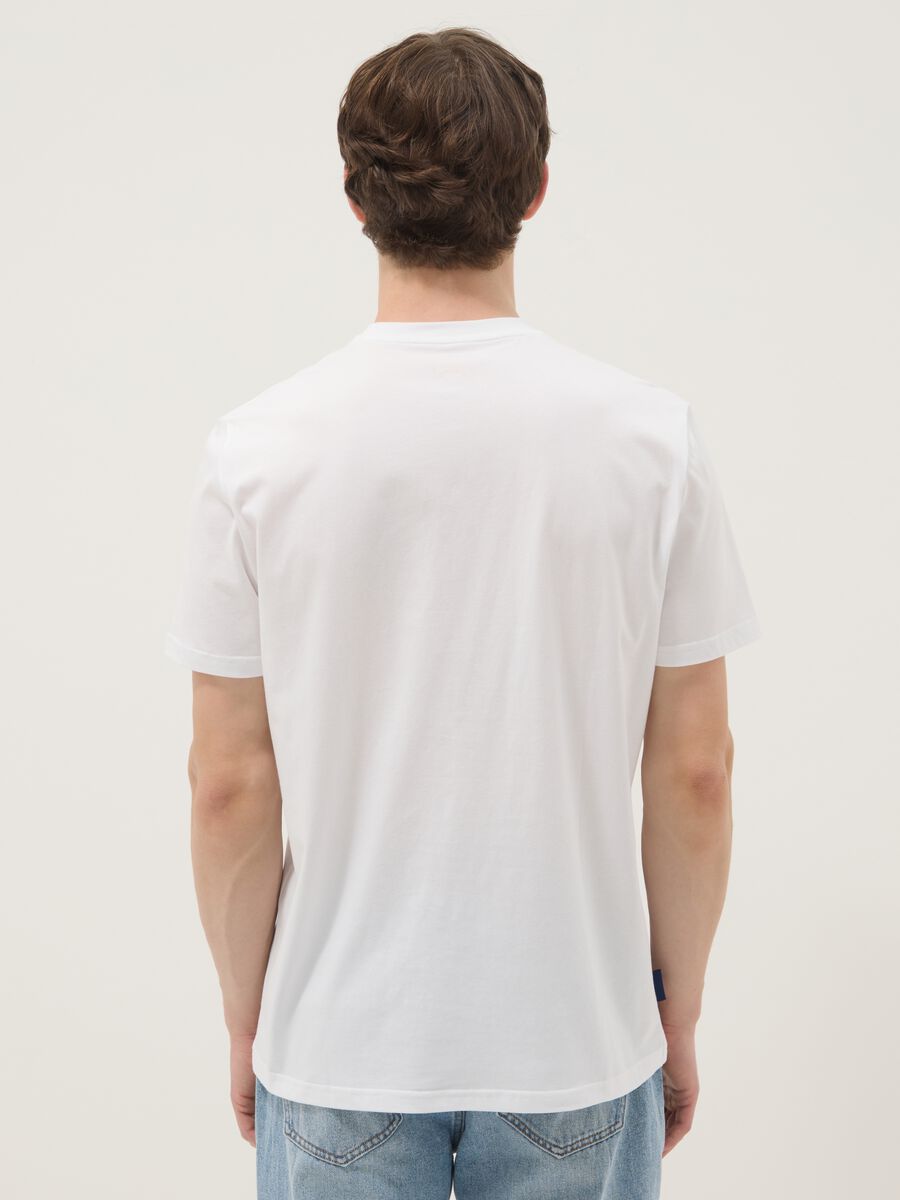 White pure cotton T-shirt with graphic print, regular fit_3