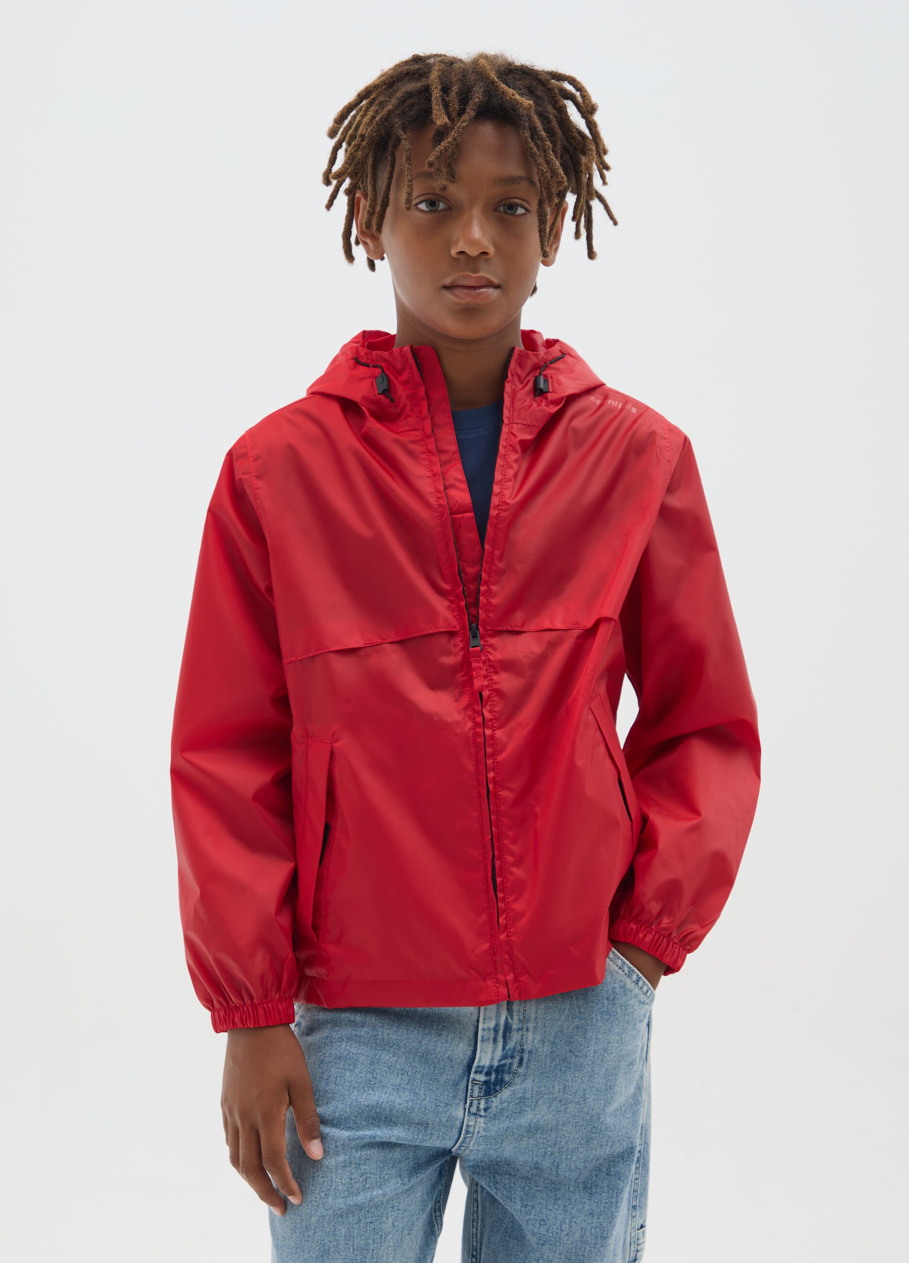 Boy's red regular fit jacket