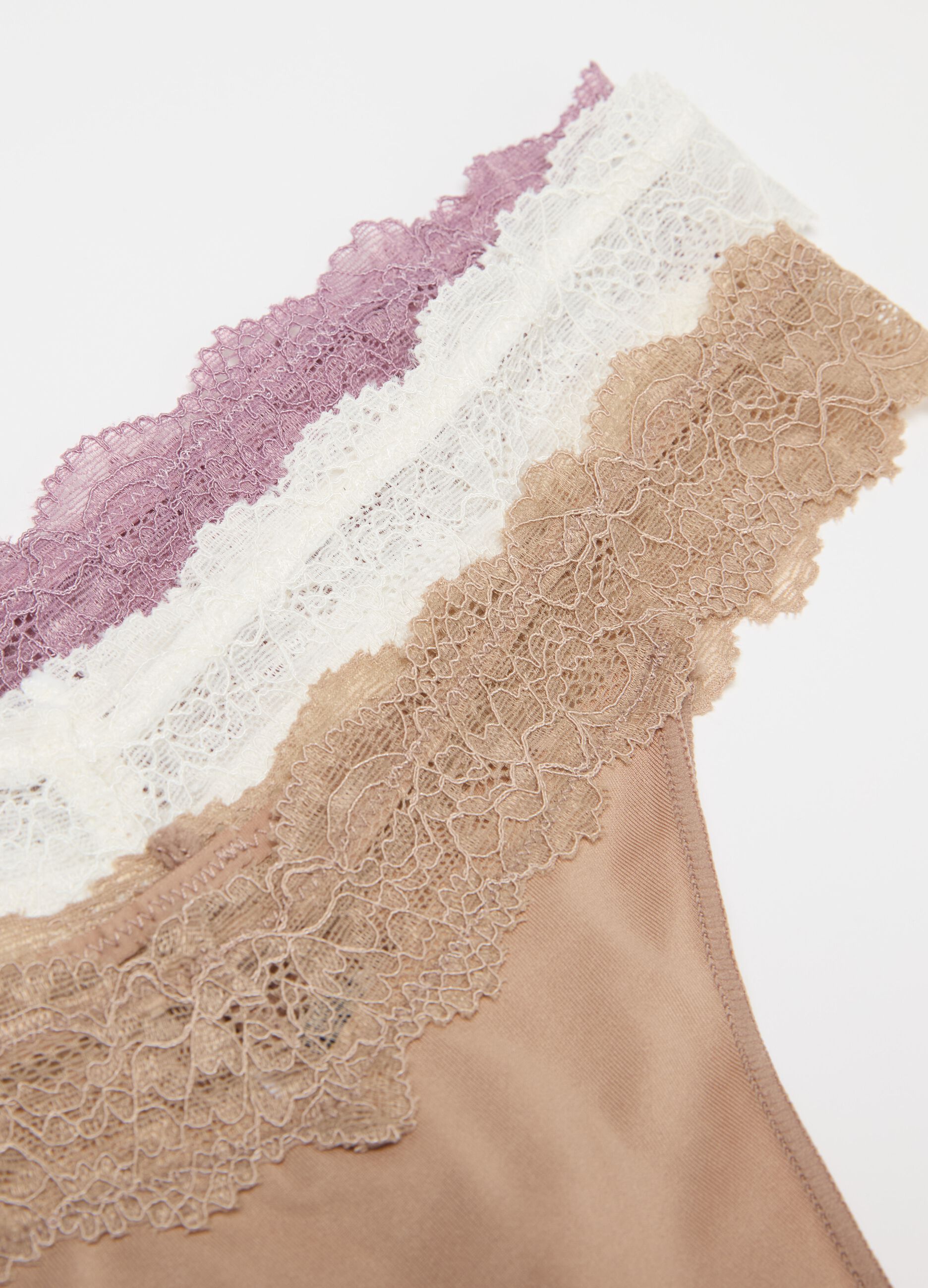 Three-pack Brazilian-cut briefs with lace