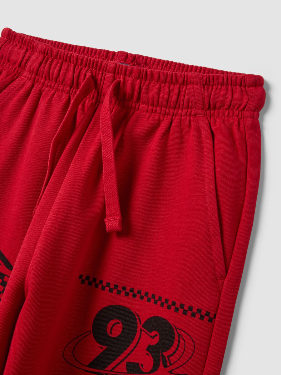 Pantaloni jogger rossi in puro cotone con stampa racing_2