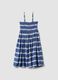 Girls&rsquo; blue striped pure viscose wide-fit dress with spaghetti straps_4