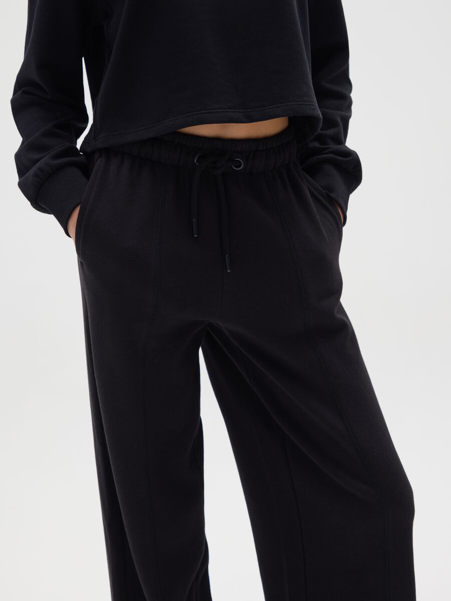 Girls' black cotton trousers regular fit_3