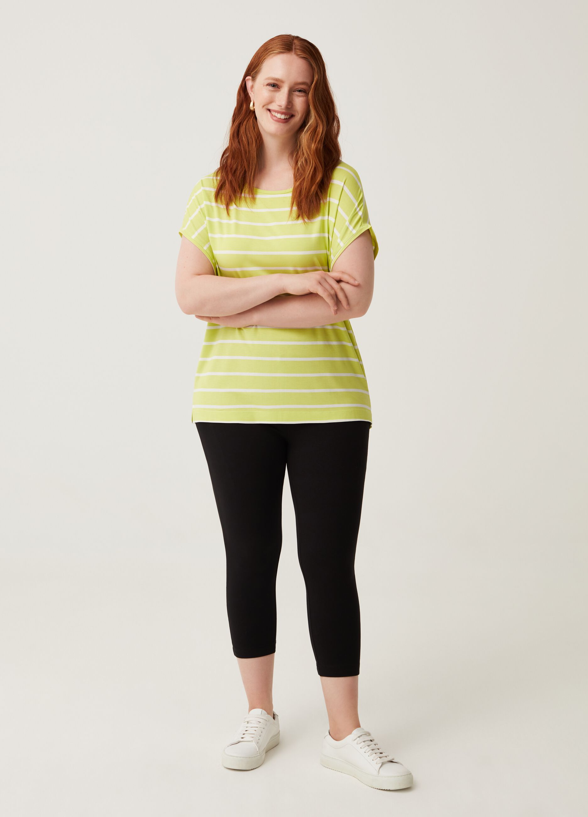 Leggings crop in cotone stretch Curvy MYA_0