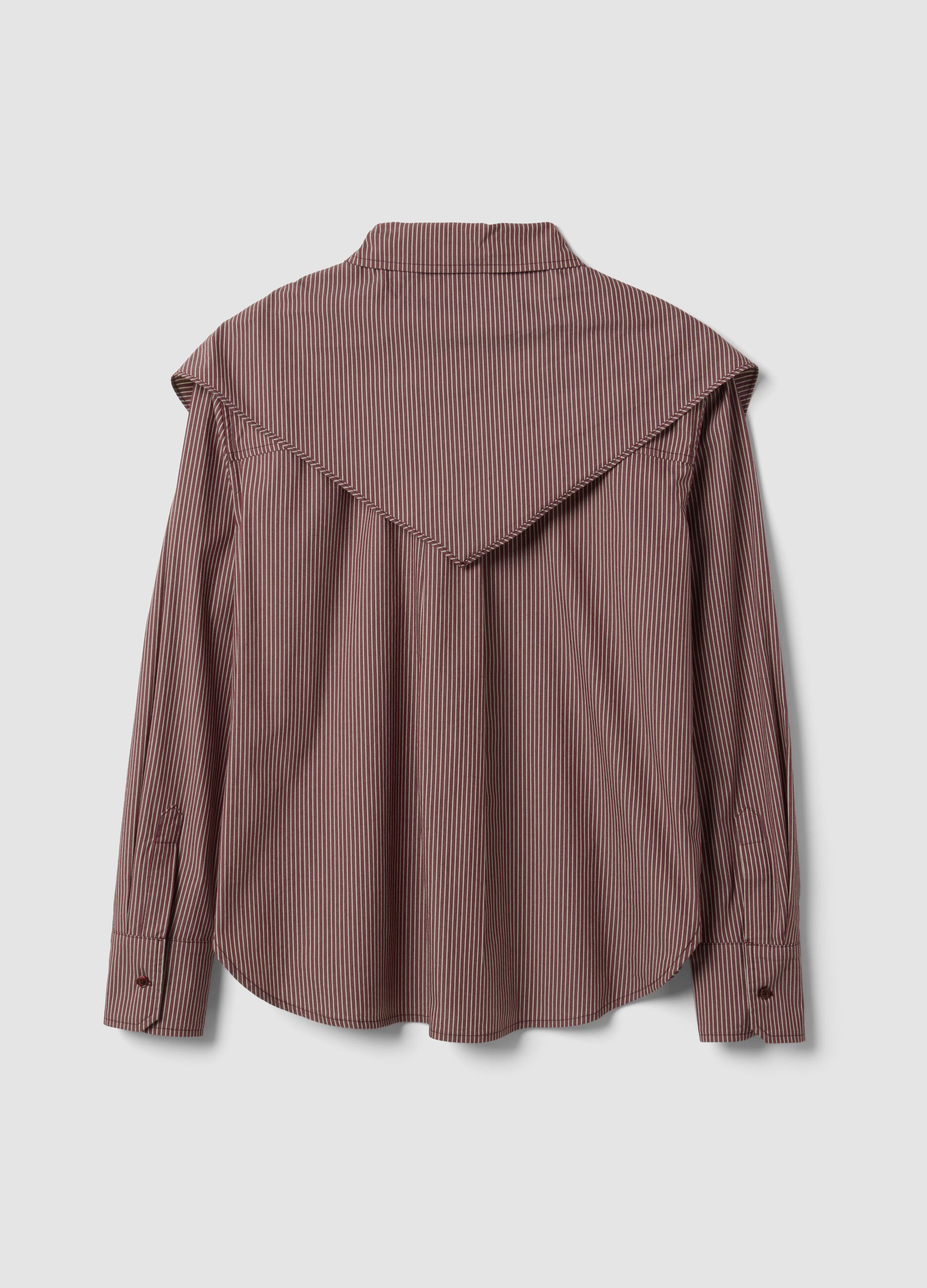 Multicolour stretch-cotton shirt with scarf collar