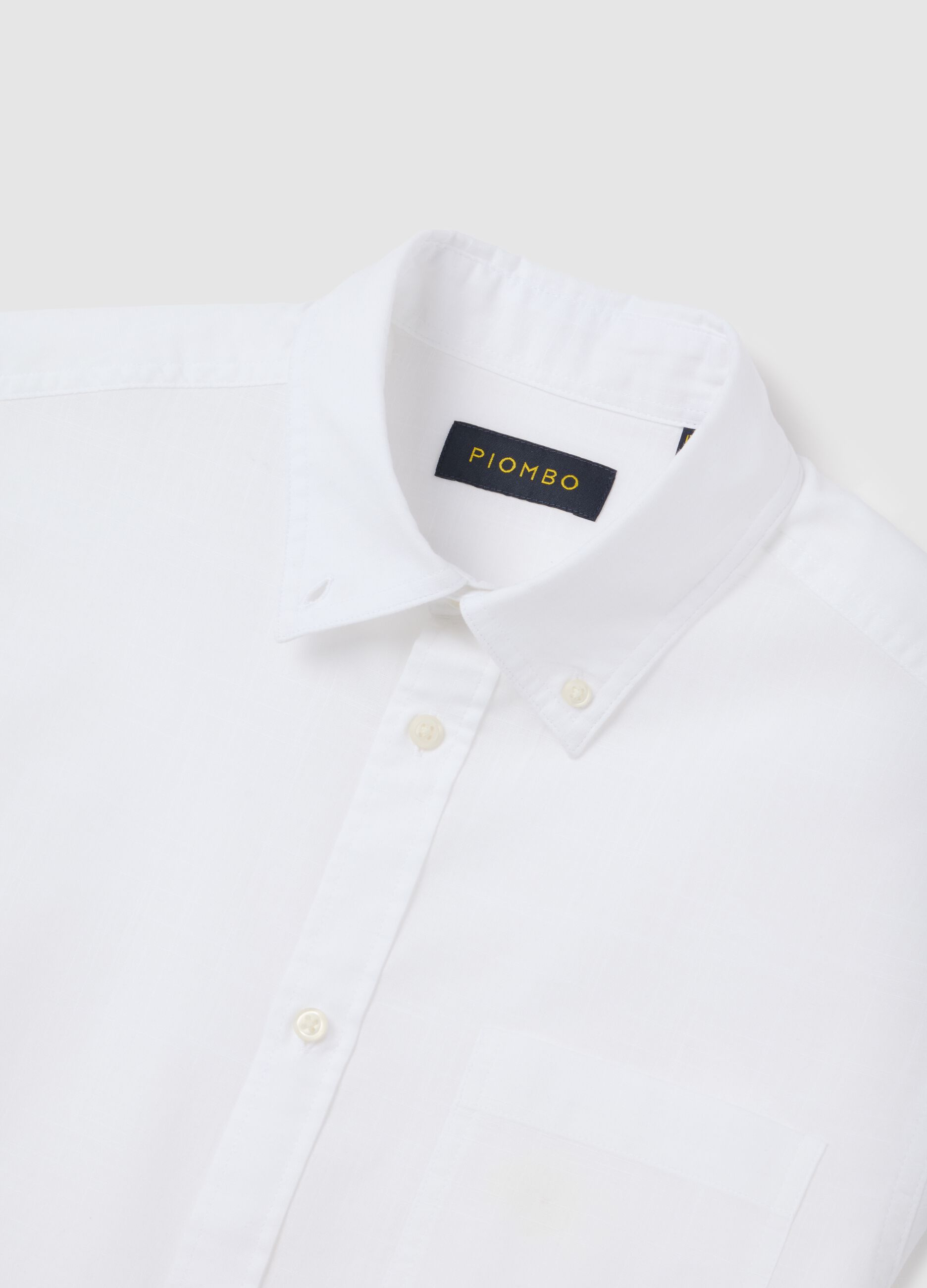 Men's white pure cotton regular fit shirt with chest pocket