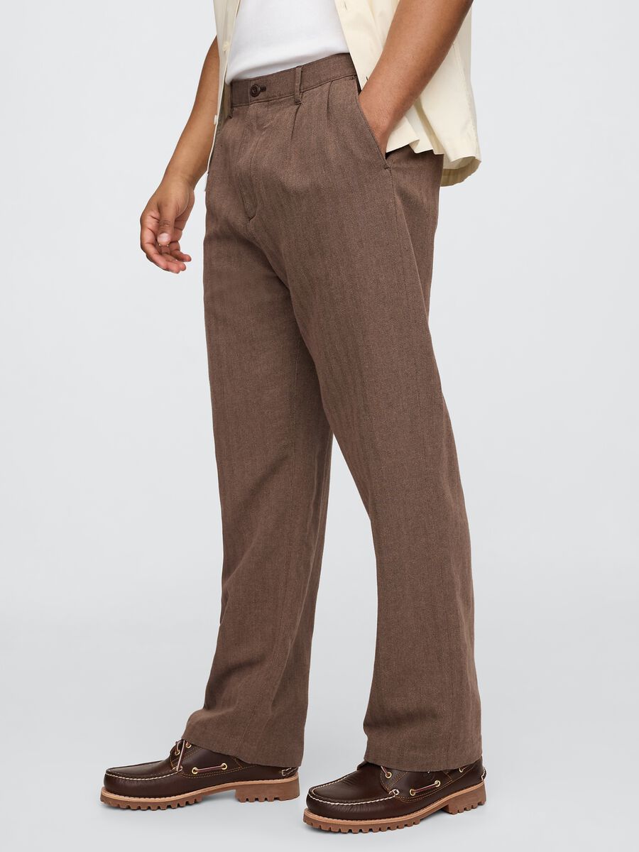 Brown Linen and Cotton Trousers_3