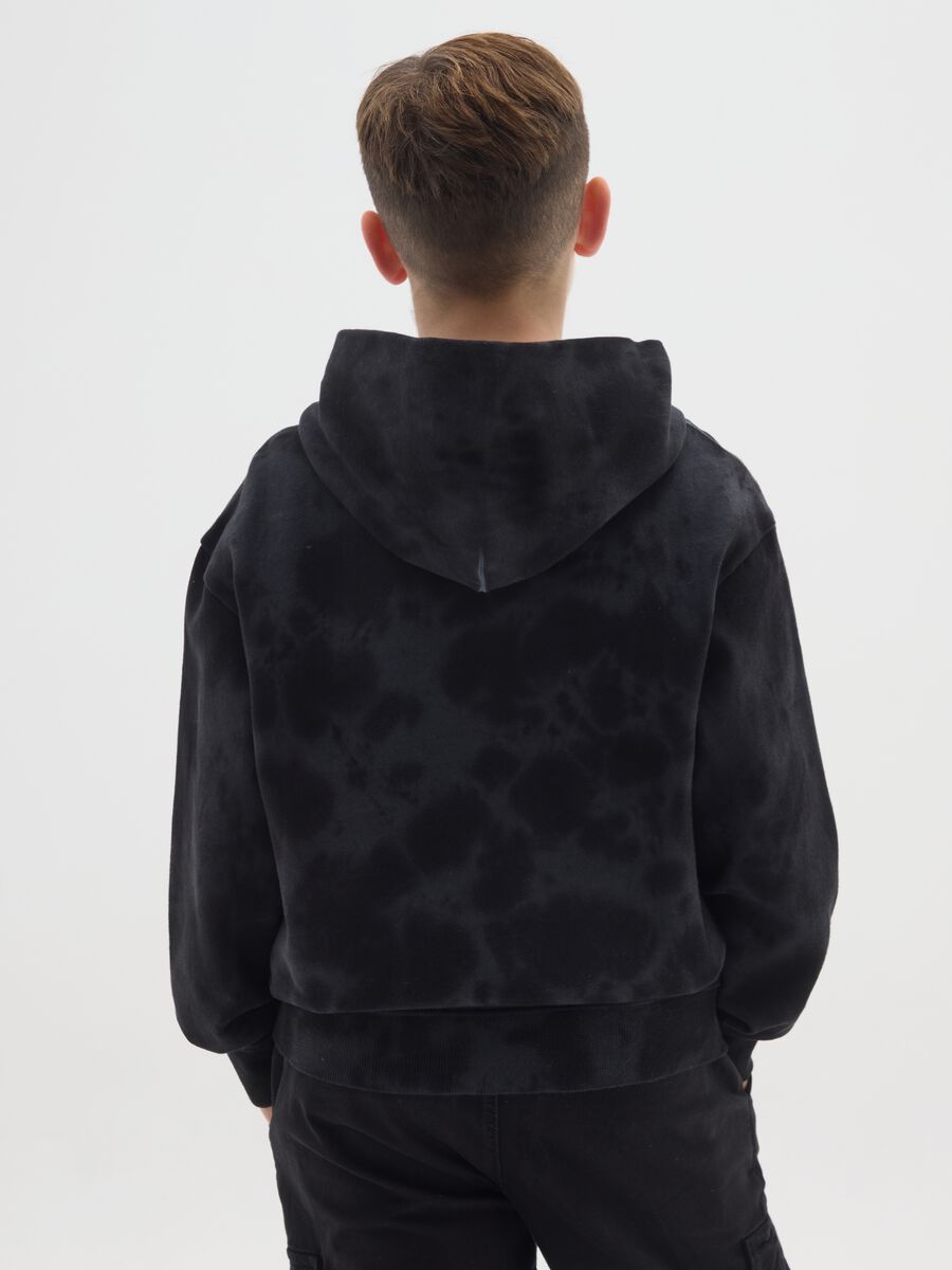 Felpa nera TieDye da ragazzo in puro cotone over fit con cappuccio_1