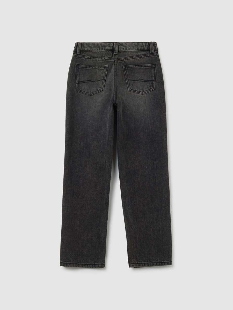 Jeans da ragazza in misto cotone nero straight fit_4