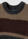 Maglione marrone in lana elasticizzata a righe con girocollo regular fit_1