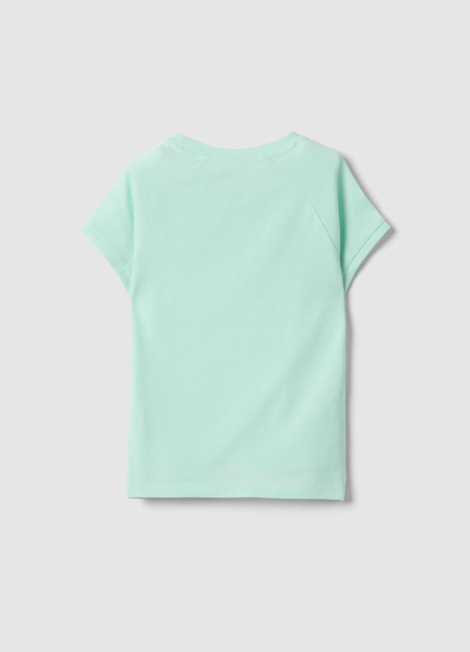 Girls' green slim fit stretch cotton T-shirt