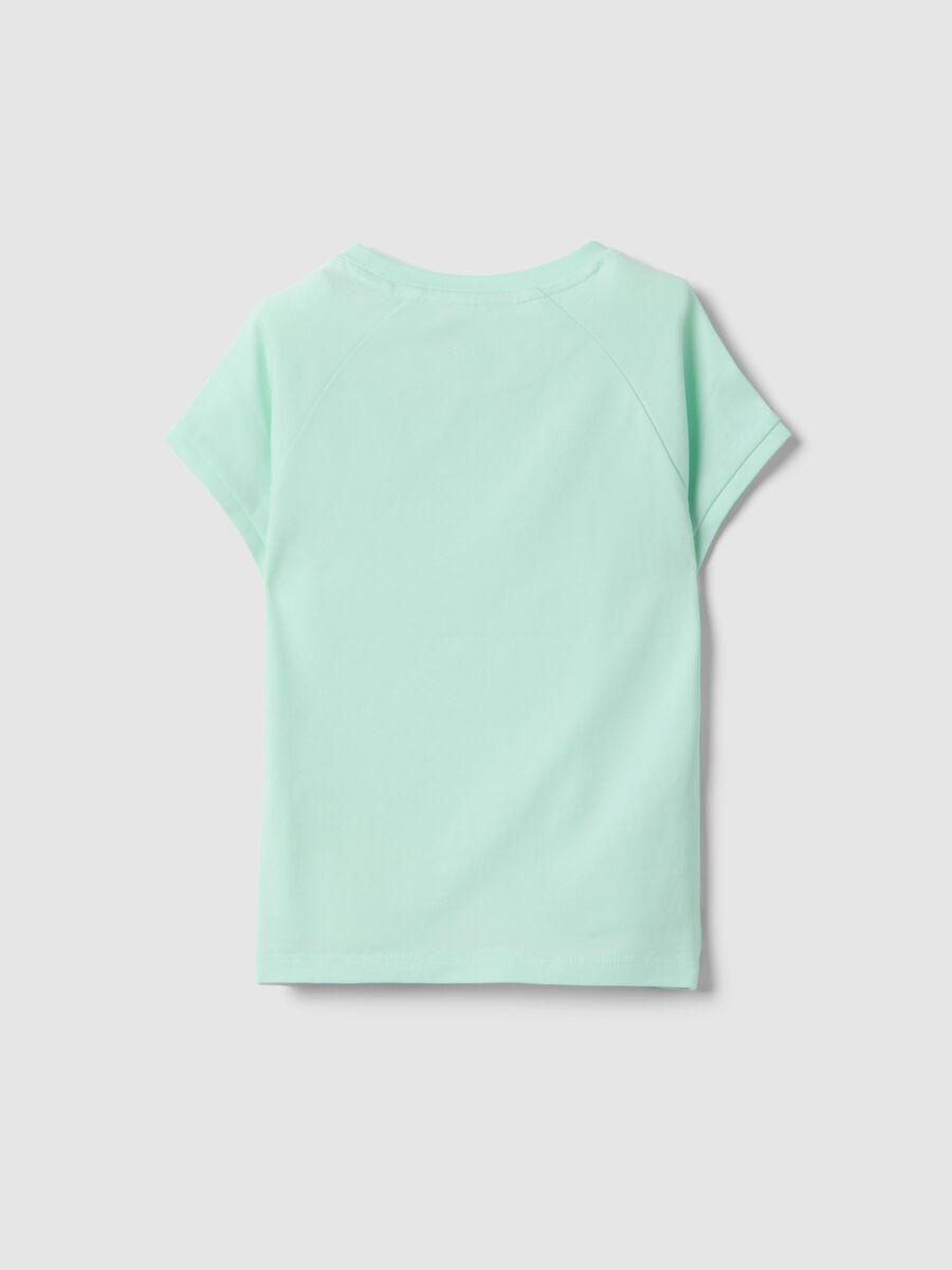 Girls' green slim fit stretch cotton T-shirt_1