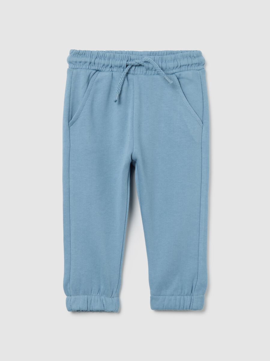 Children's blue pure cotton short jogger trousers with regular fit_0