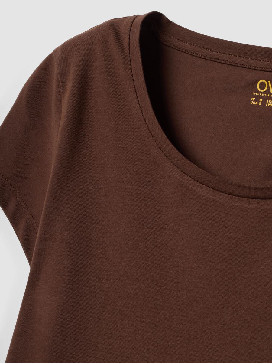 Brown stretch cotton crew-neck T-shirt, regular fit_6