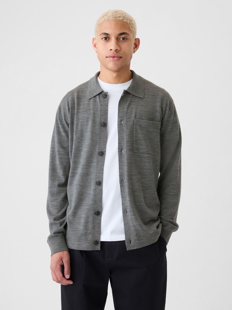 Cardigan top in merino wool_0