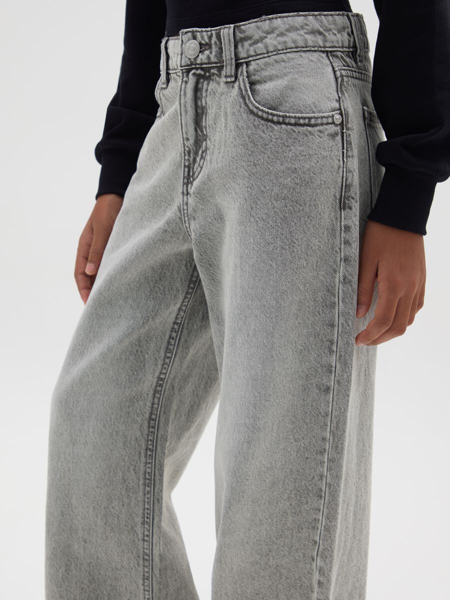 Jeans da ragazza in puro cotone grigi culotte_3
