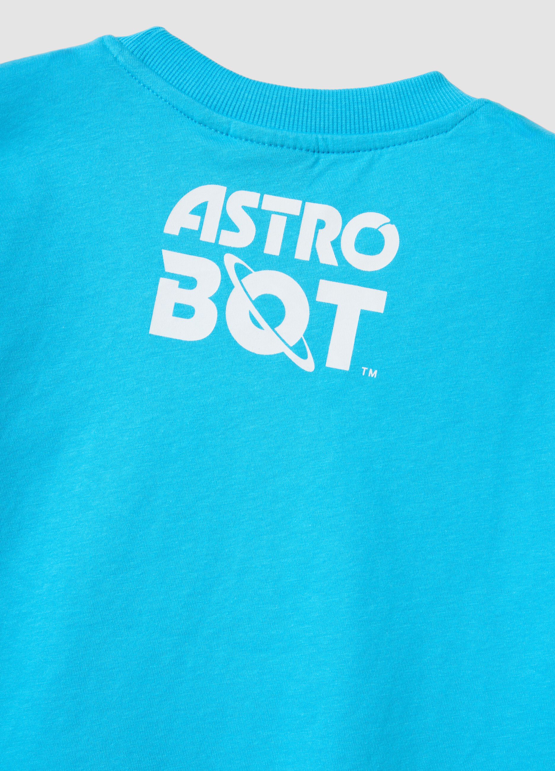 Blue pure cotton kids&rsquo; oversized-fit Astro Bot T-shirt
