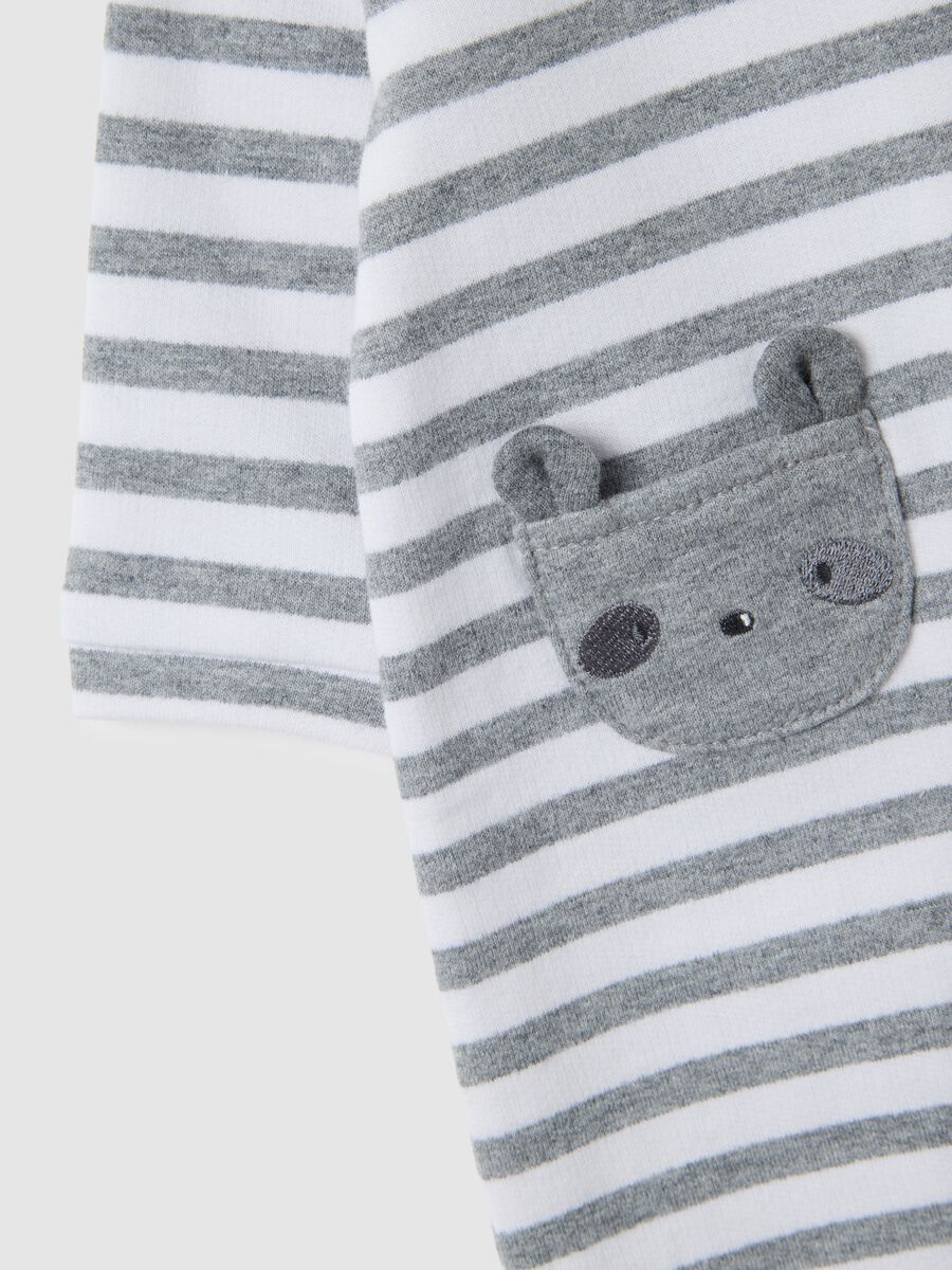 White and grey striped pure cotton baby romper_2
