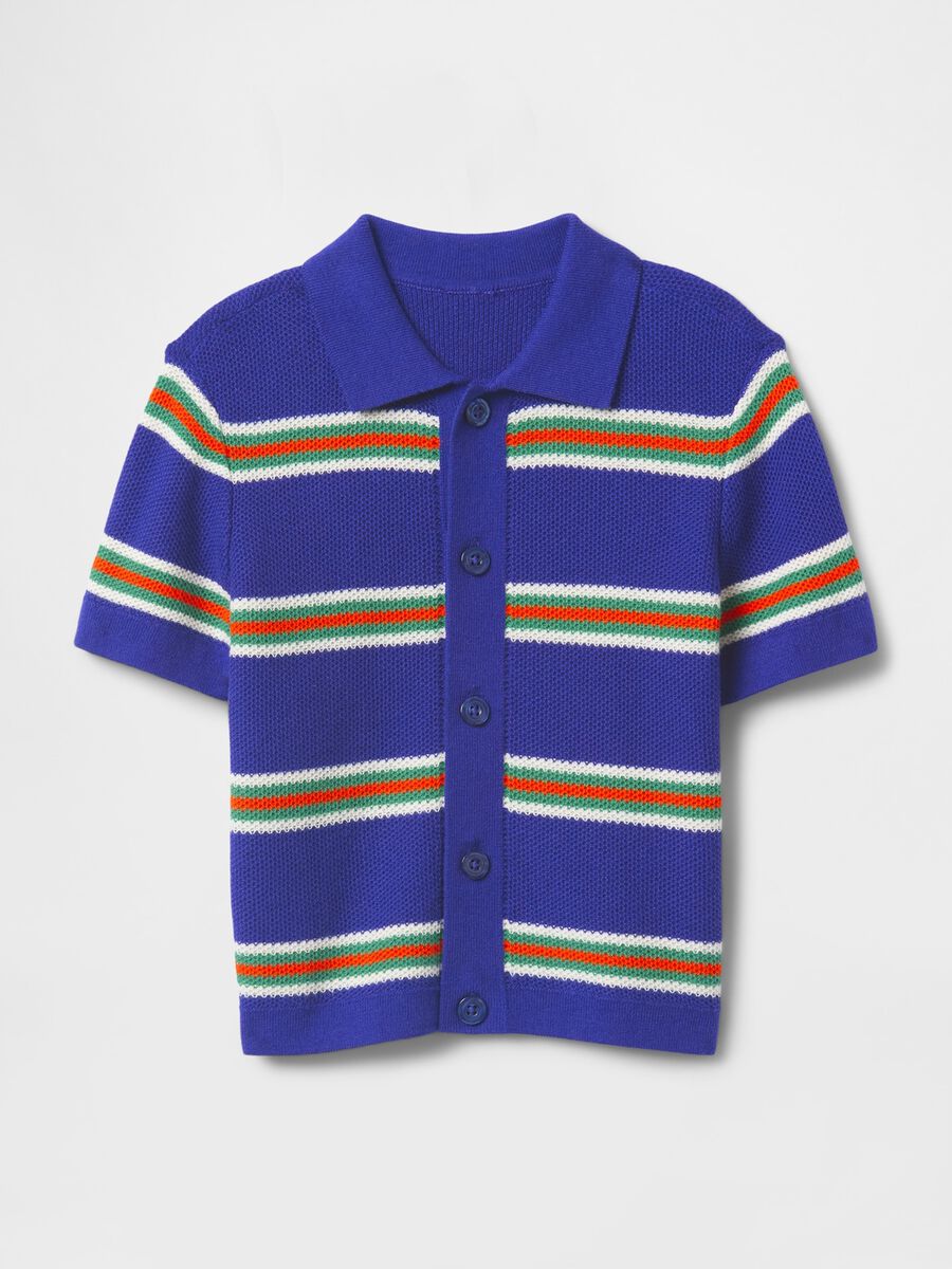 Multicolour striped polo in pure cotton_1