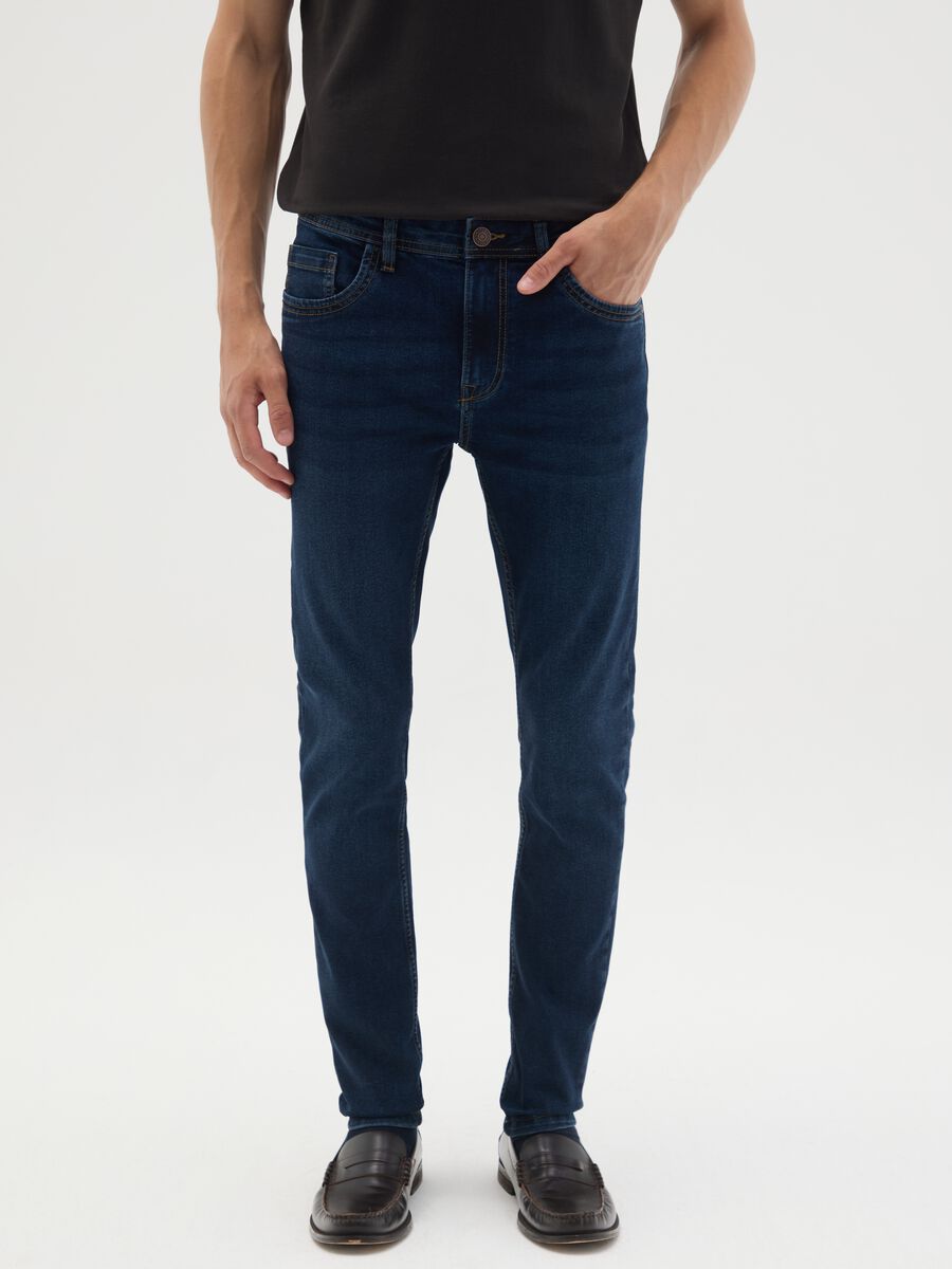 Men's Super Skinny Blue Denim Jeans_1