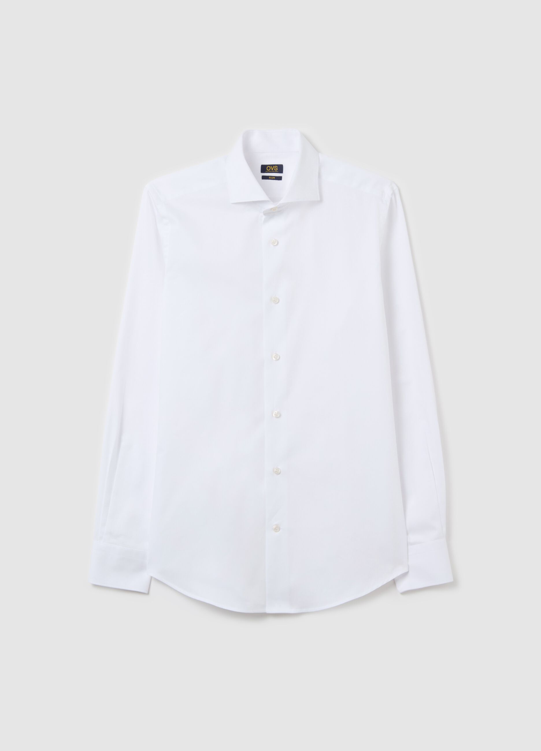 Slim-fit solid colour easy-iron shirt