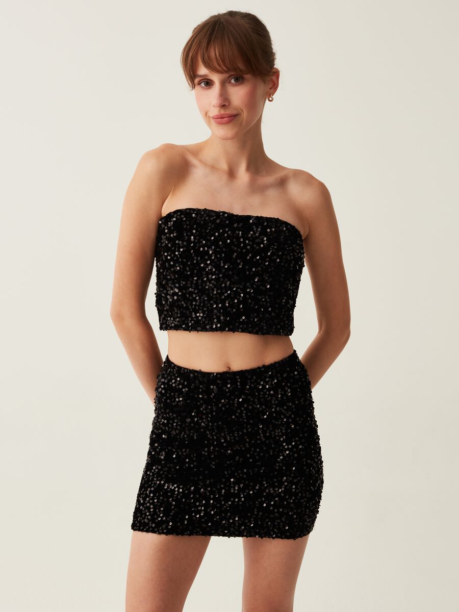 Crop top a fascia con paillettes_1
