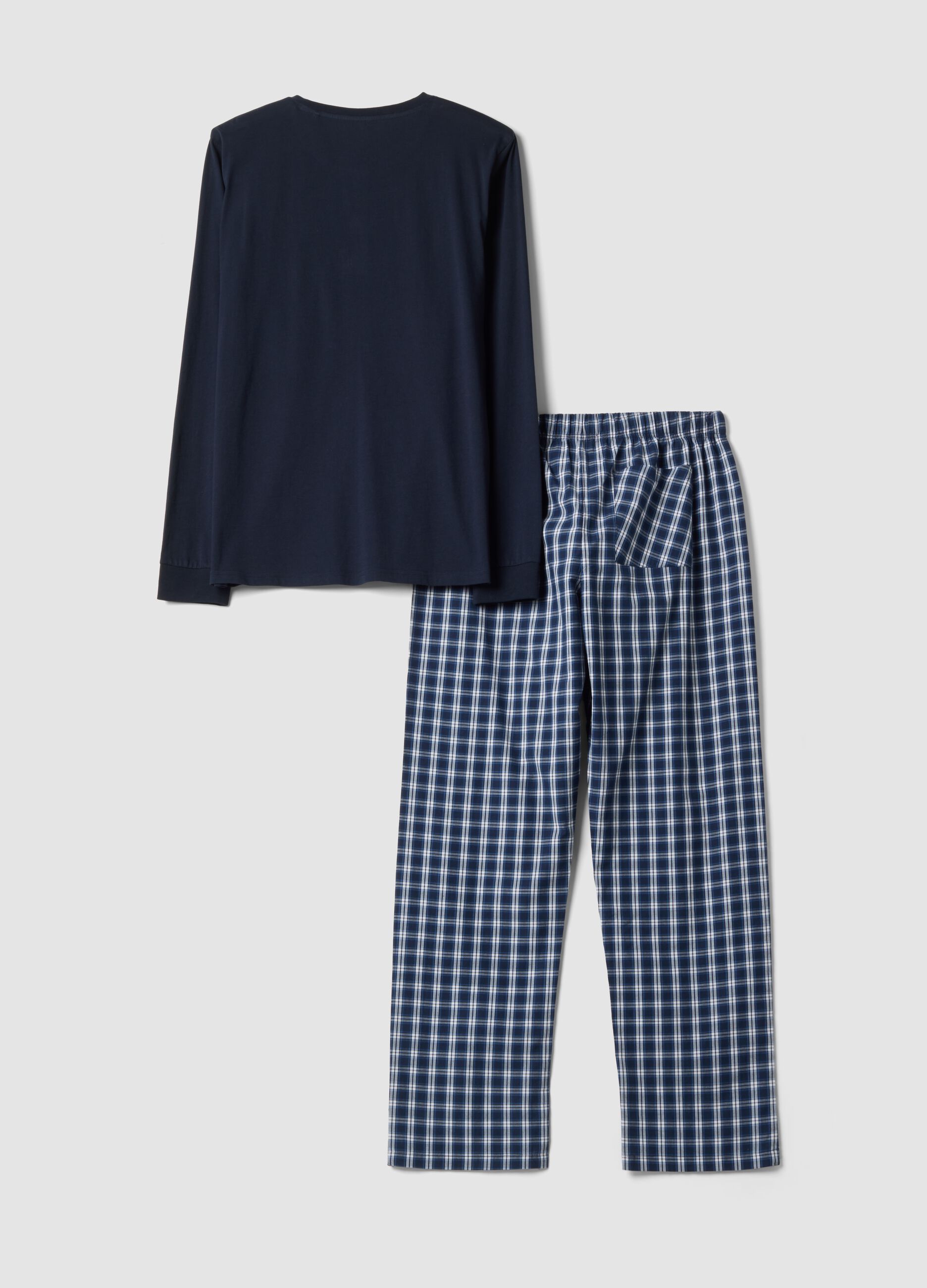Navy organic cotton pyjamas with grandad collar, regular fit