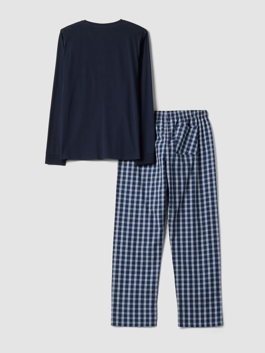 Pigiama blu in puro cotone organico con collo serafino regular fit_6
