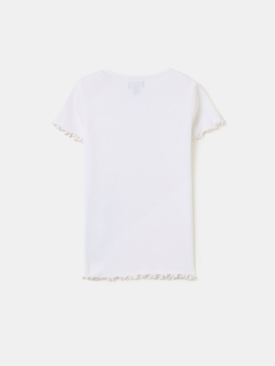 Ribbed T-shirt with wavy trims_1