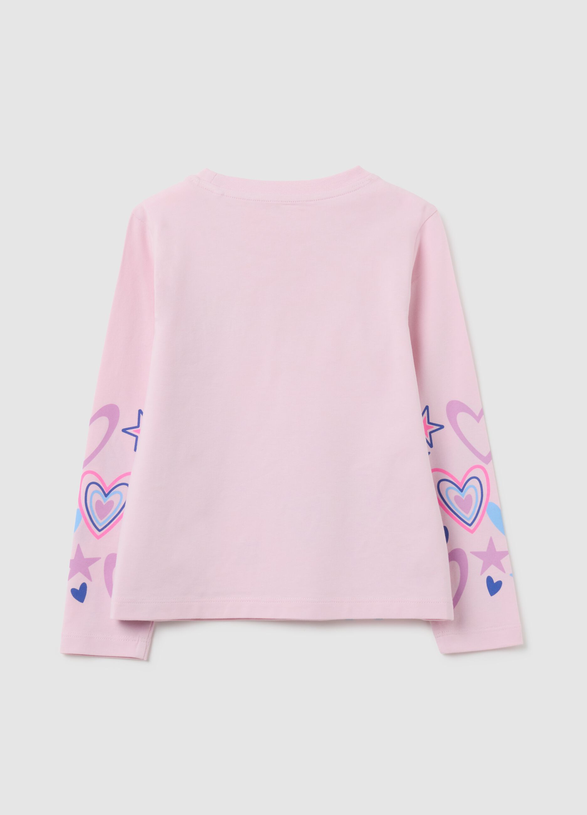 Pink girl's t-shirt with stars and hearts