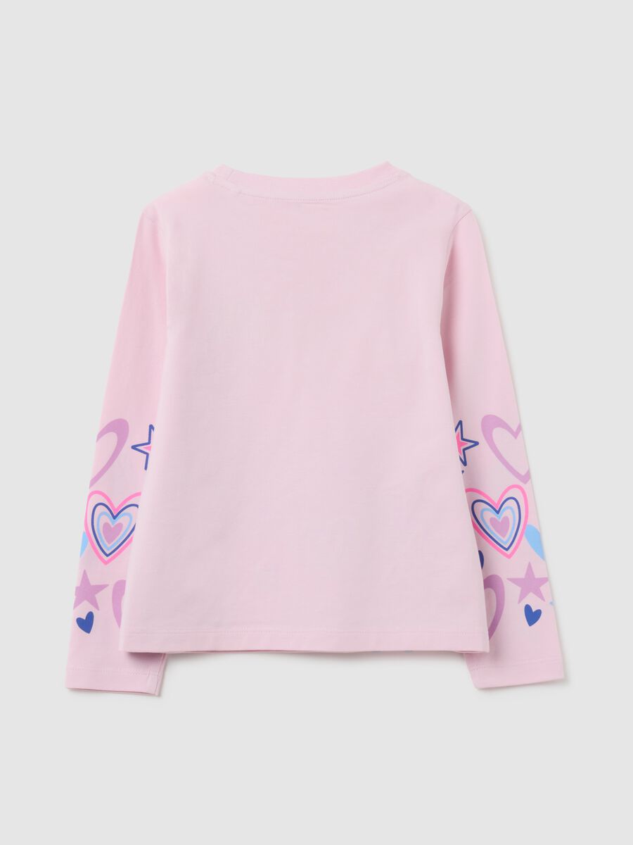 Pink girl's t-shirt with stars and hearts_1