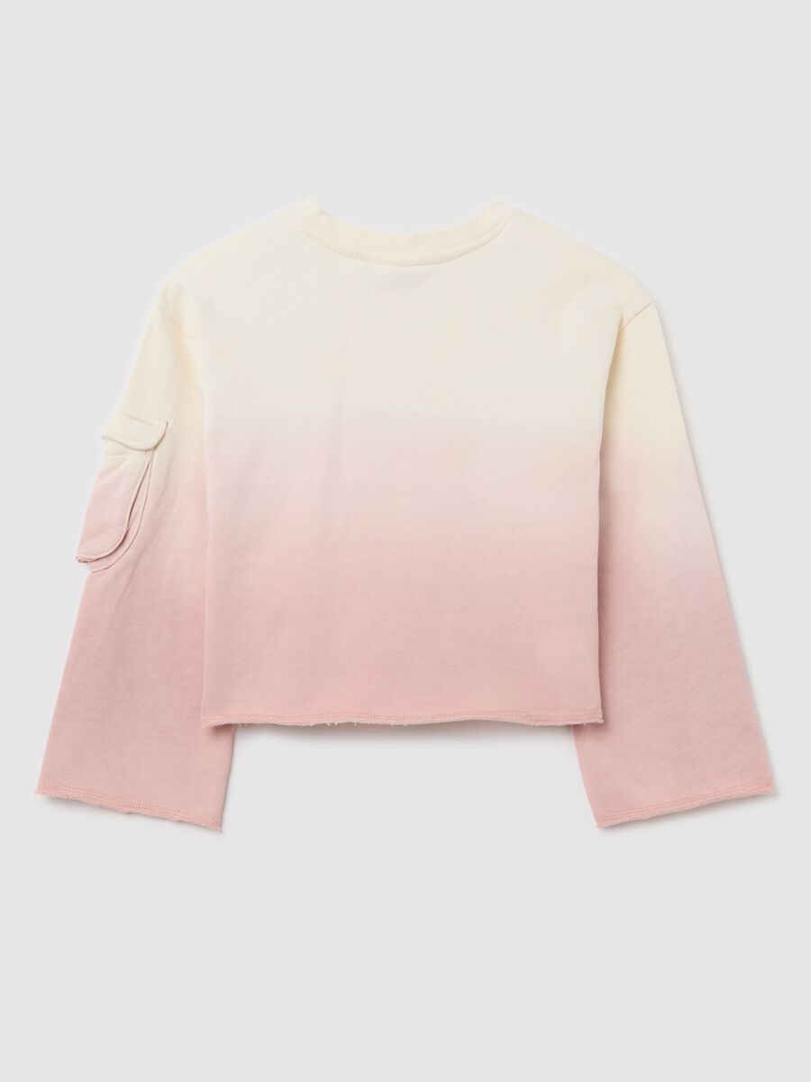 White and pink dip-dye sweatshirt with glitter logo print_1