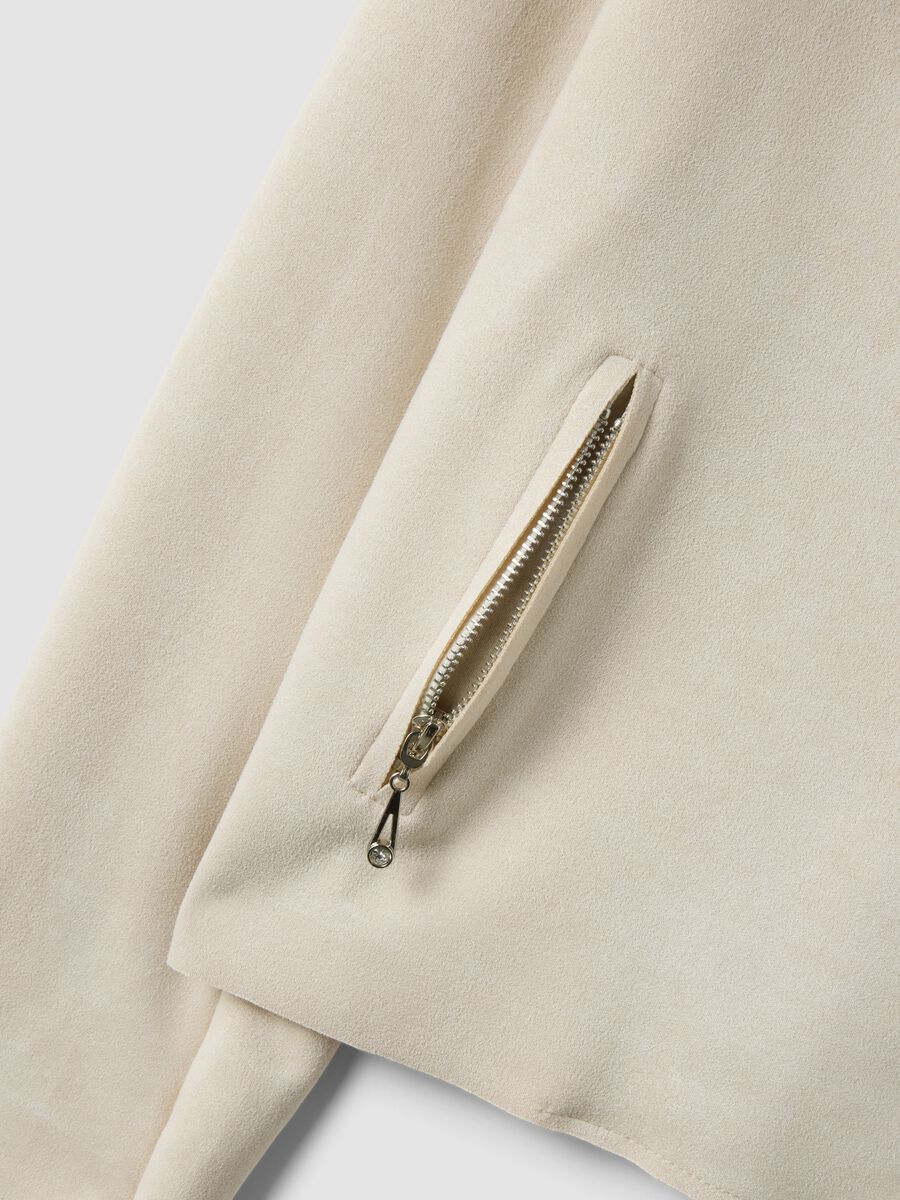 Giacca in puro cotone beige regular fit in stile biker_1