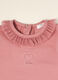 Pink organic stretch cotton bodysuit with ruffled crew neck_1