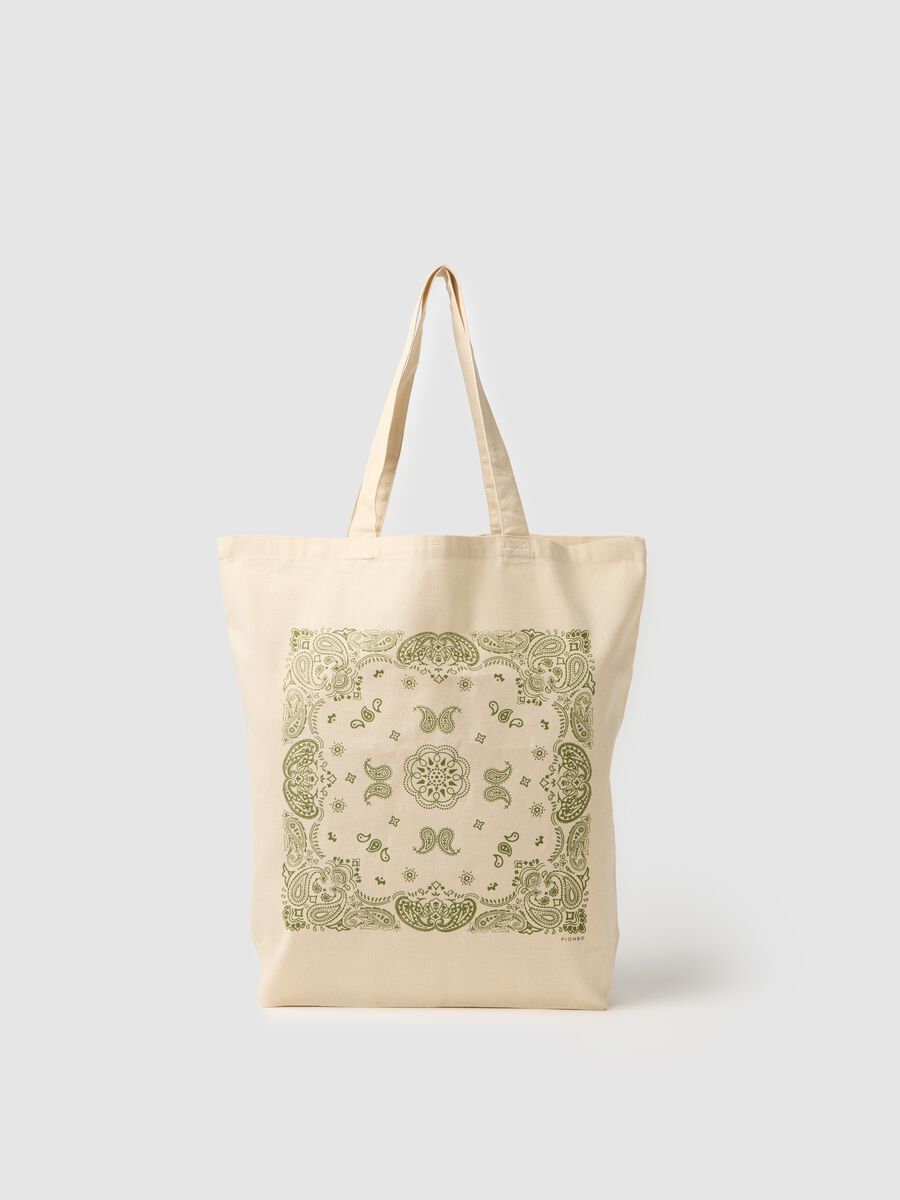 Multicolour pure cotton shopper bag with long handles_0