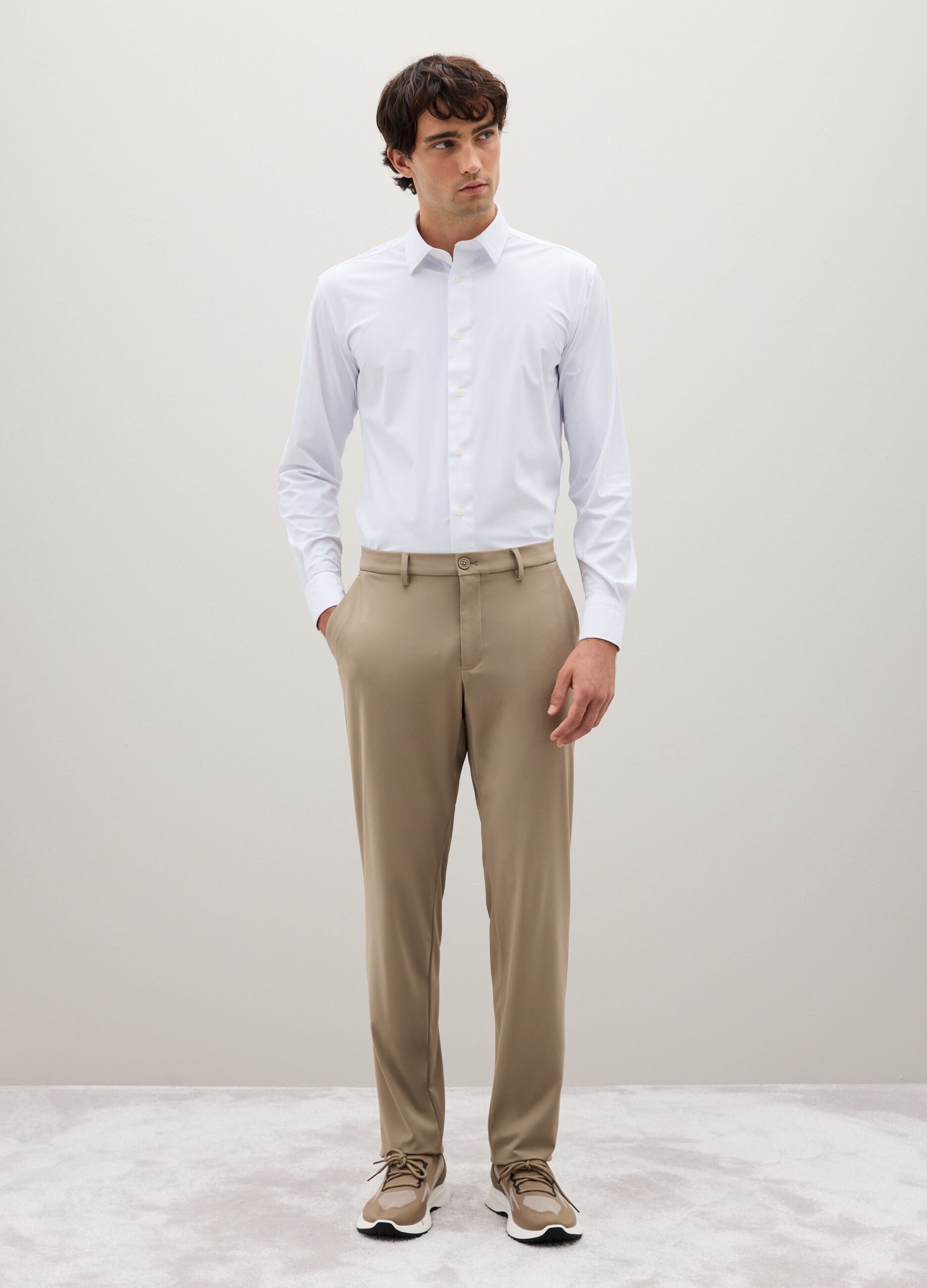Camicia in tessuto elasticizzato bianca slim fit