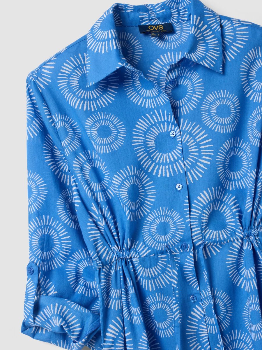 Long blue organic cotton kaftan_1