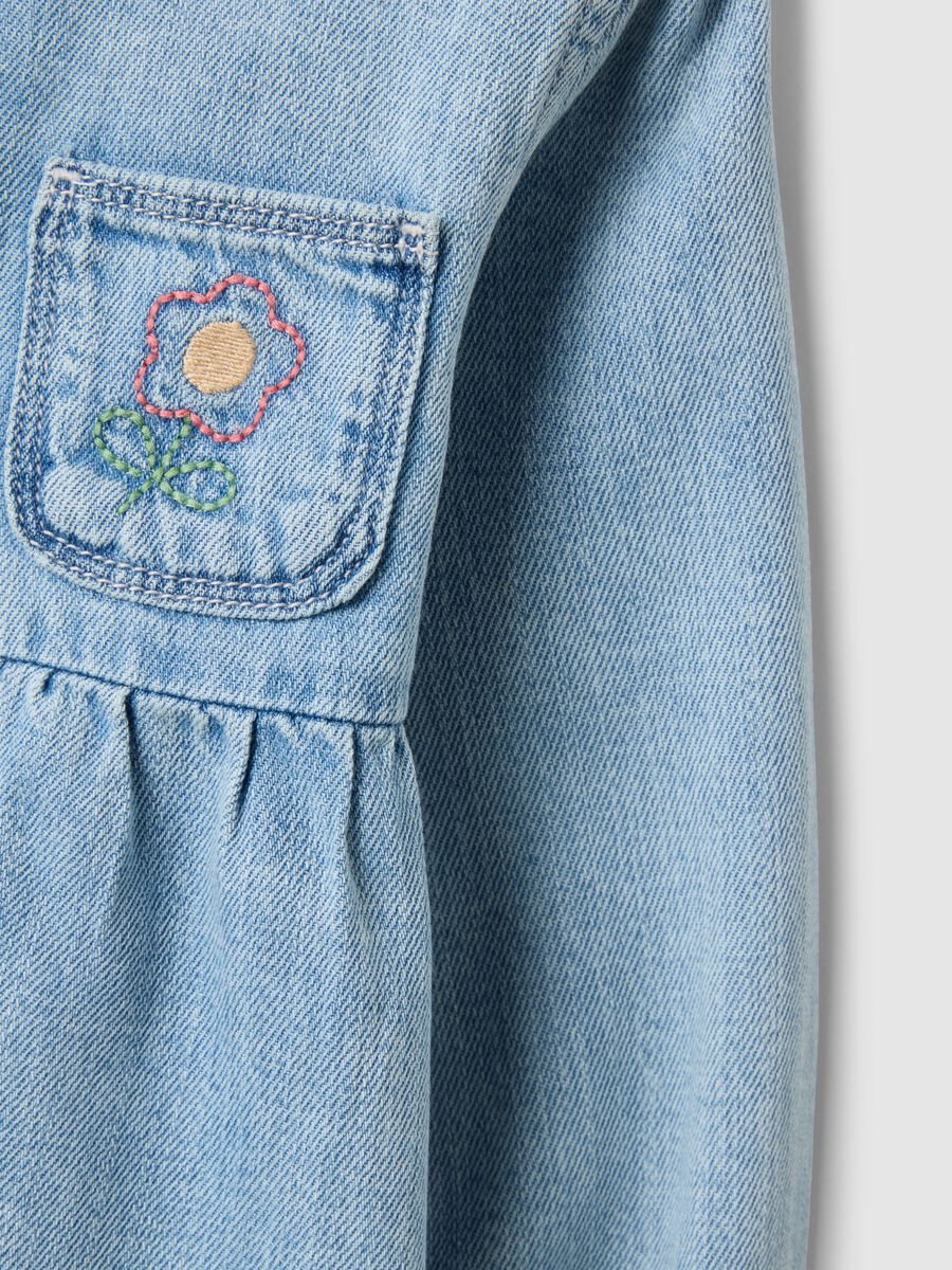 Vestito in misto cotone azzurro da bimba regular fit con colletto_3