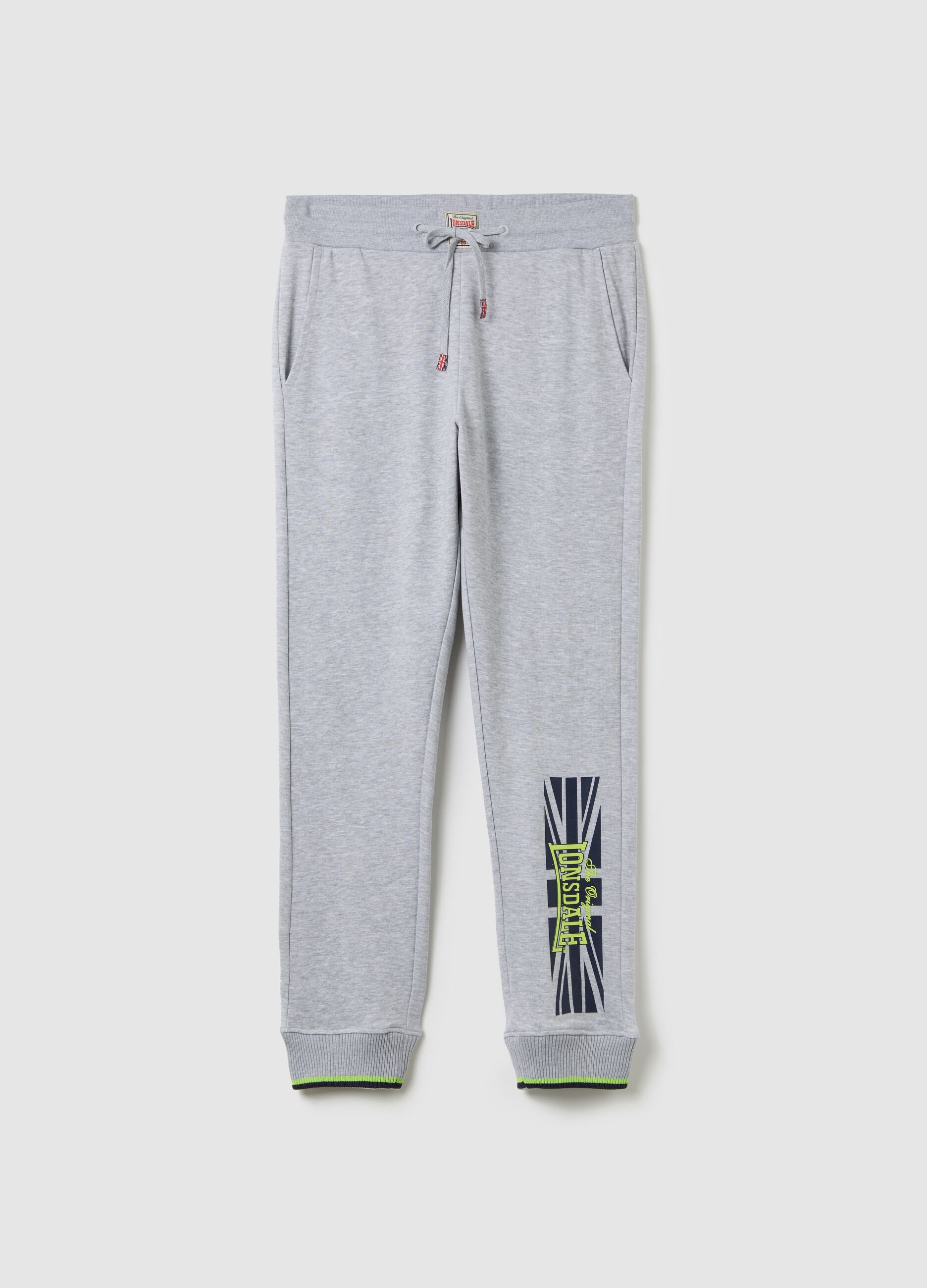 Light grey joggers in fleece with logo print